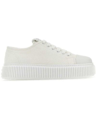 Miu Miu Round-toe Lace-up Sneakers - White