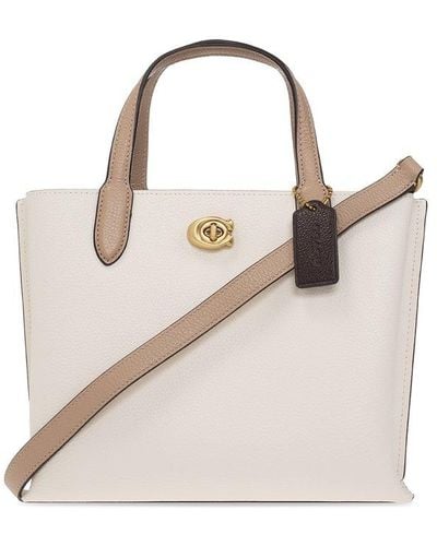 COACH Colorblock Leather Willow Tote 24 - Natural