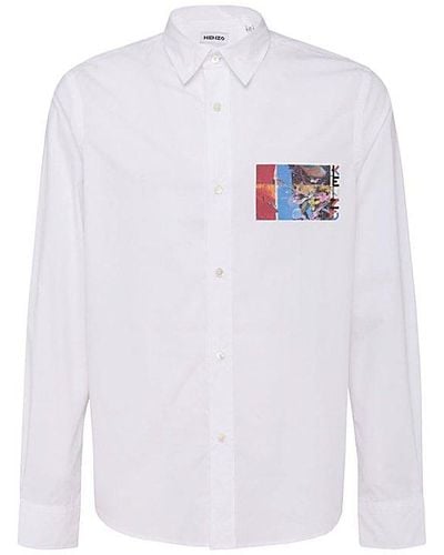 KENZO Graphic Printed Long-sleeved Shirt - White
