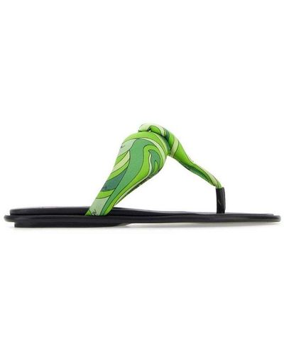 Emilio Pucci Graphic Printed Thong Sandals - Green