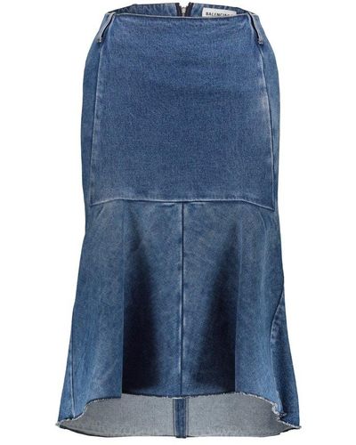 Balenciaga High Waist Denim Skirt - Blue