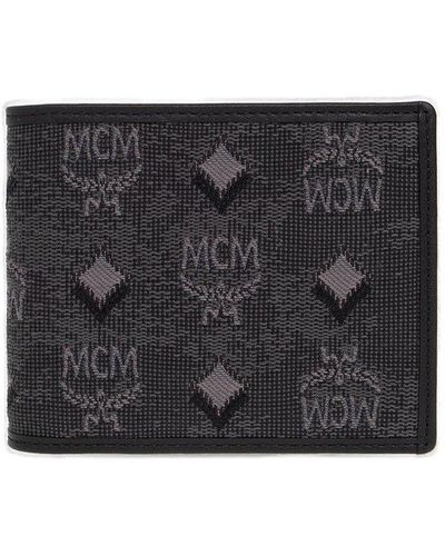 MCM Aren Monogram Bifold Wallet - Black