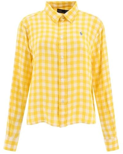 Polo Ralph Lauren Logo Embroidered Checked Shirt - Yellow