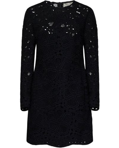 Elie Saab Floral Motif Long-sleeved Dress - Black