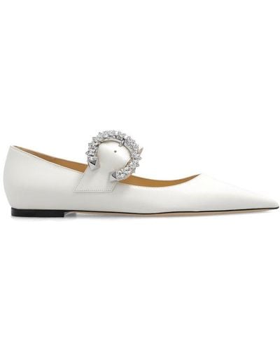 Jimmy Choo Melva Pointed Toe Ballerina Shoes - White