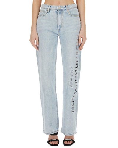 T By Alexander Wang T By Alexander Wang Ez Logo Jeans And Cut-out - Blue