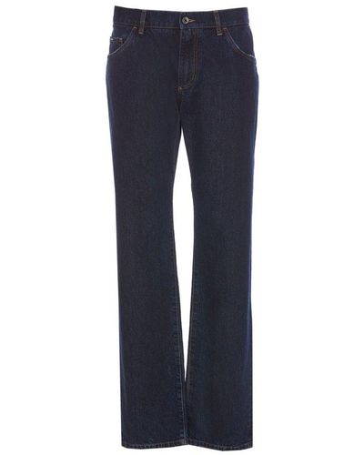 Dolce & Gabbana Logo Patch Straight-leg Jeans - Blue