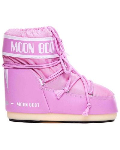 Moon Boot Icon Low 2 Lace-up Nylon Ankle Snow Boots - Pink