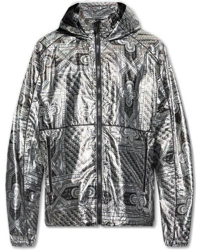 Moose Knuckles Metallic-effect Printed Zipped Raincoat - Gray