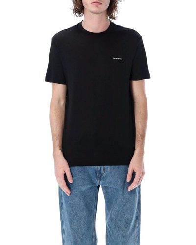 Emporio Armani T-Shirt With Micro Logo Lettering - Black