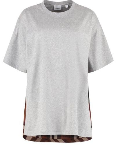 Burberry Check-panel T-shirt - Gray