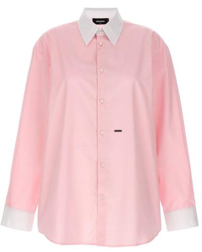 DSquared² Logo-brooch Button-up Shirt - Pink