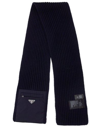 Prada Pocket Detail Knitted Scarf - Blue
