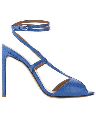 Francesco Russo Embossed Ankle Strapped Sandals - Blue