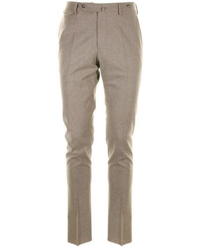 Tagliatore Belt-looped Slim-fit Pants - Gray