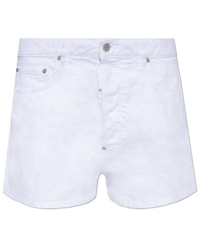 DSquared² White Denim Shorts - Blue