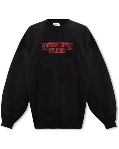 Vetements Logo Embroidered Knit Sweater - Blue