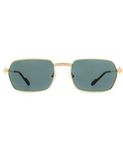 Cartier Rectangle Frame Sunglasses - Green