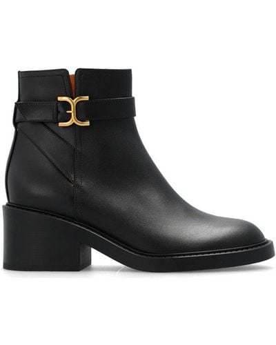 Chloé Marcie Buckled Leather Ankle Boots - Black