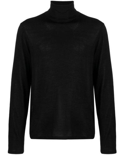 Aspesi Fine-knit Wool Blend Roll-neck Jumper - Black
