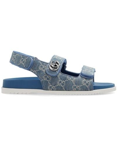 Gucci Monogrammed Denim Sandals - Blue