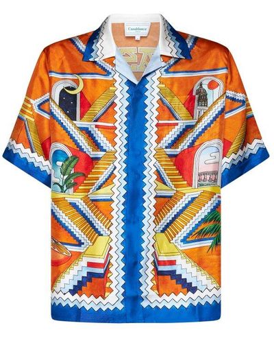 Casablanca Escalier Infini Silk Short-sleeved Shirt - Multicolor