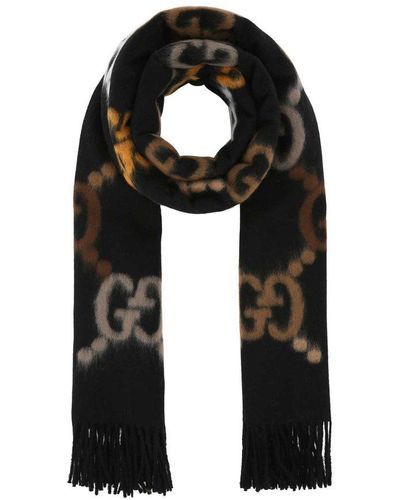 Gucci GG Motif Tassel Detailed Scarf - Black