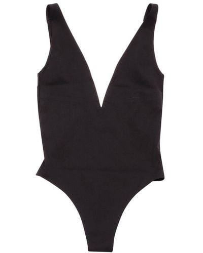 Reebok X Victoria Beckham Logo Printed Stretch Swimsuit - Black