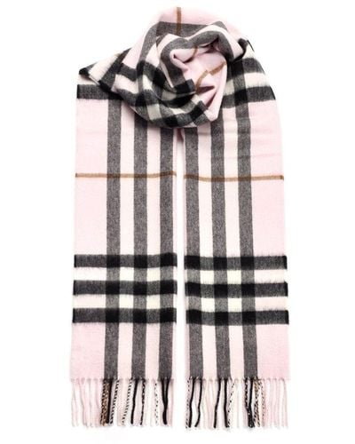 Burberry Checked Fringed-edge Scarf - White