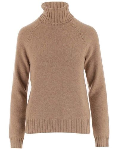 Tory Burch Raglan Turtleneck Sweater - Natural
