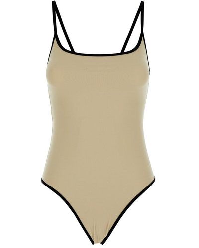 Totême Stripe-edge High-cut Swimsuit - Natural