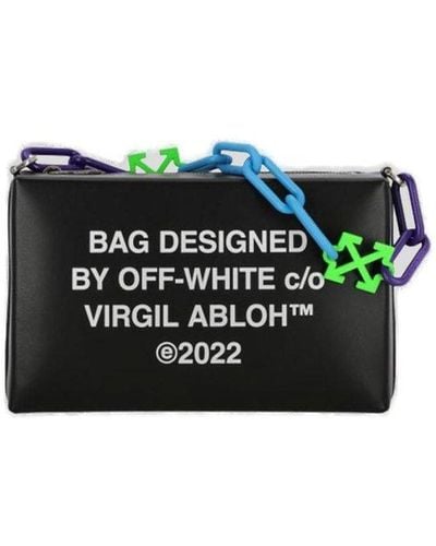 Off-White c/o Virgil Abloh Logo Printed Zip-up Clutch Bag - Black