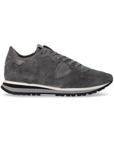 Philippe Model Crest-motif Lace-up Trainers - Grey