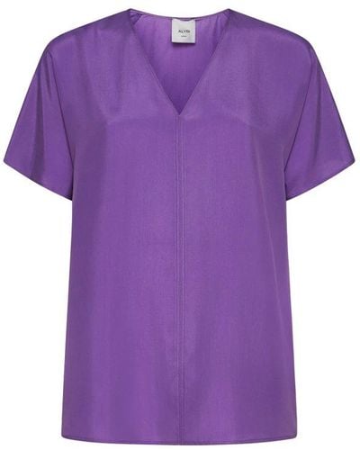 Alysi V-neck Short-sleeved Top - Purple