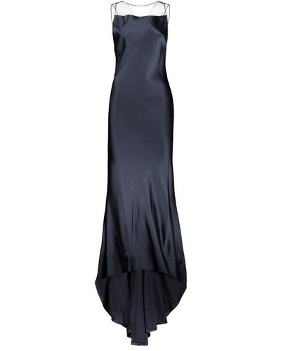Maison Margiela Satin And Tulle Gown Dress - Blue