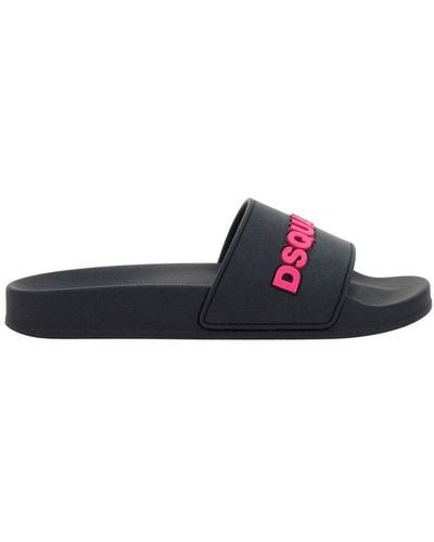 DSquared² Logo Embossed Slip-on Slides - Black