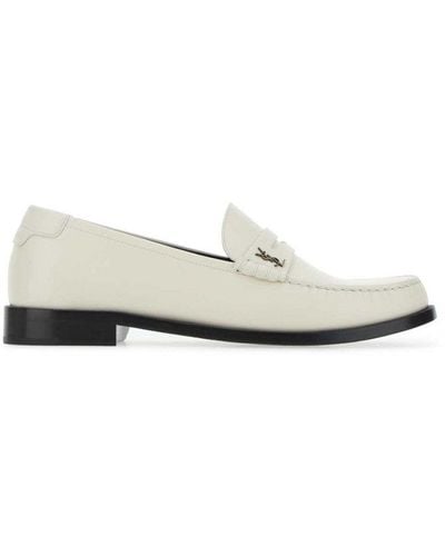 Saint Laurent Le Loafer Leather Penny Loafers - Natural