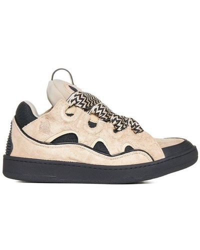 Lanvin Logo Detailed Lace-up Sneakers - Natural