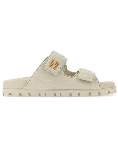 Miu Miu Quilted Slip-on Sandals - White