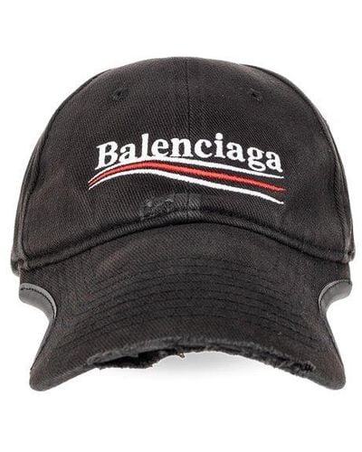 Balenciaga Political Cotton Baseball Cap - Black