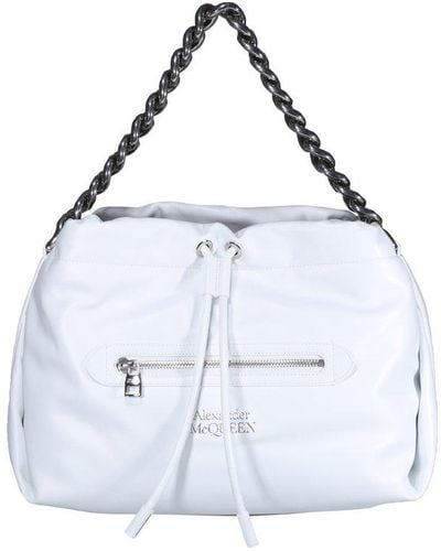 Alexander McQueen Logo Detailed Drawstring Shoulder Bag - White