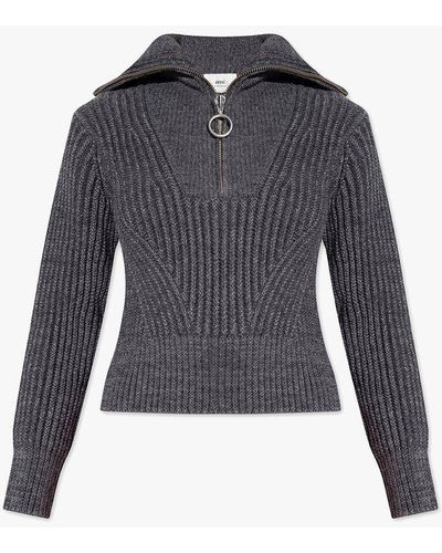 Ami Paris Sweater With Collar - Black