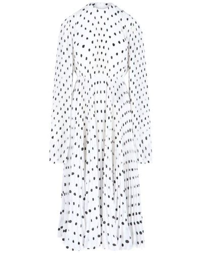 Balenciaga Polka Dot Midi Dress - White