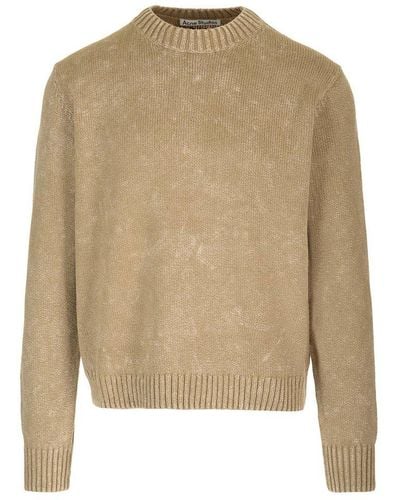 Acne Studios Round Neck Knitted Sweater - Natural