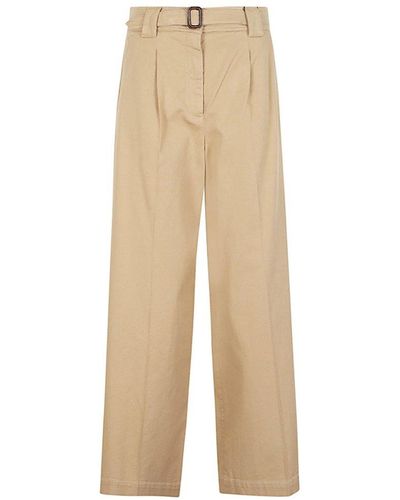 Weekend by Maxmara Wide-fit Belted Trousers - Natural