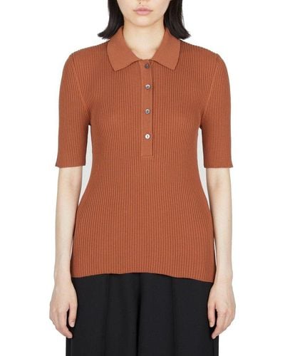 A.P.C. Danae Ribbed-knit Polo Shirt - Red