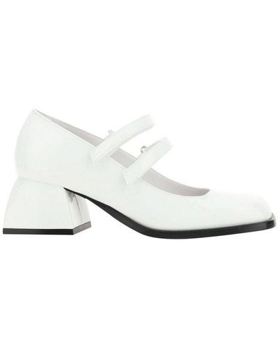 NODALETO Bacara Square-toe Mary-jane Court Shoes - White