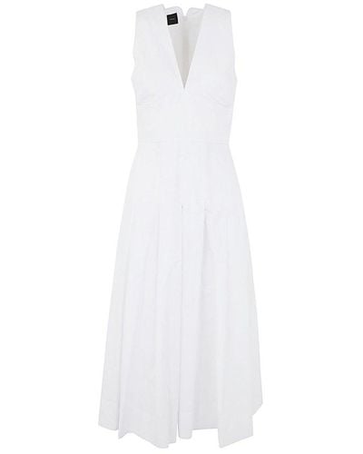Pinko Adorato Popeline Sleeveless Midi Dress - White