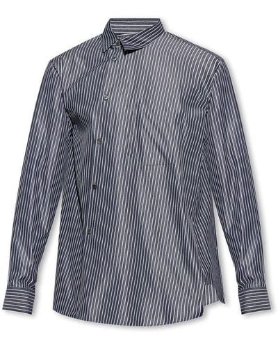 COMME DES GARÇON BLACK Black Comme Des Garcons Striped Long-sleeved Shirt - Blue