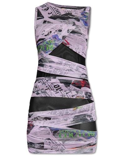 Versace All-over Printed Draped Dress - Multicolour